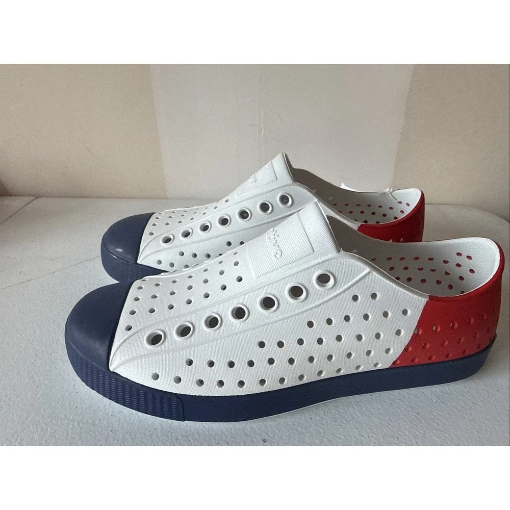 Native Jefferson Block Red/white/blue Usa New Slip On Water Shoe Beach Summer